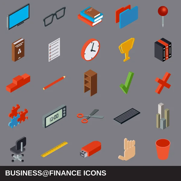 Företag och finans platta isometrisk ikoner — Stock vektor