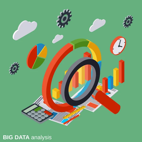 Big-Data-Analyse, Business Analytics, Finanzstatistik-Vektorkonzept — Stockvektor