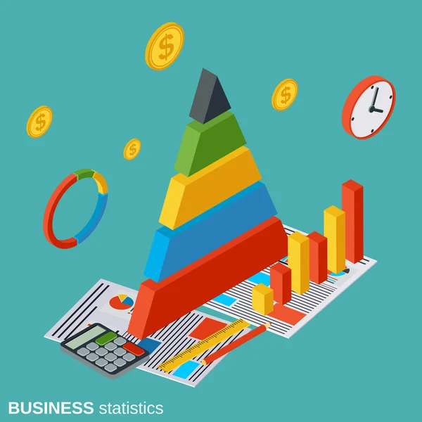 Financial analytics, business statistics vector concept — Διανυσματικό Αρχείο