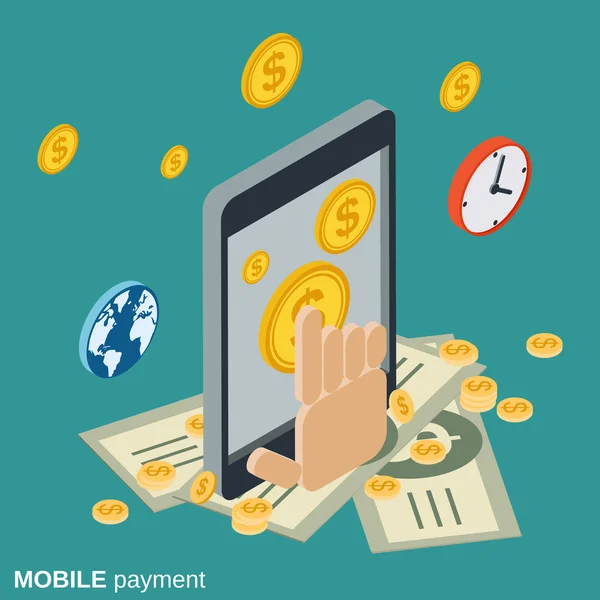 Мобільний платіж, грошовий переказ, векторна концепція фінансових операцій — стоковий вектор