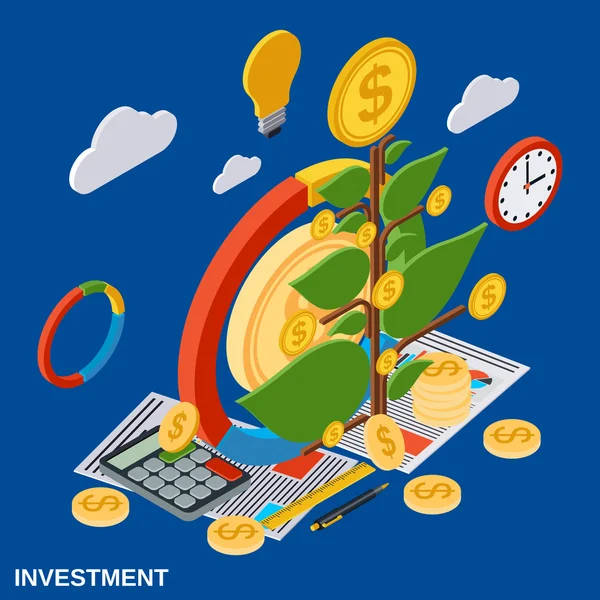 Investment, money tree vector concept — Stock Vector