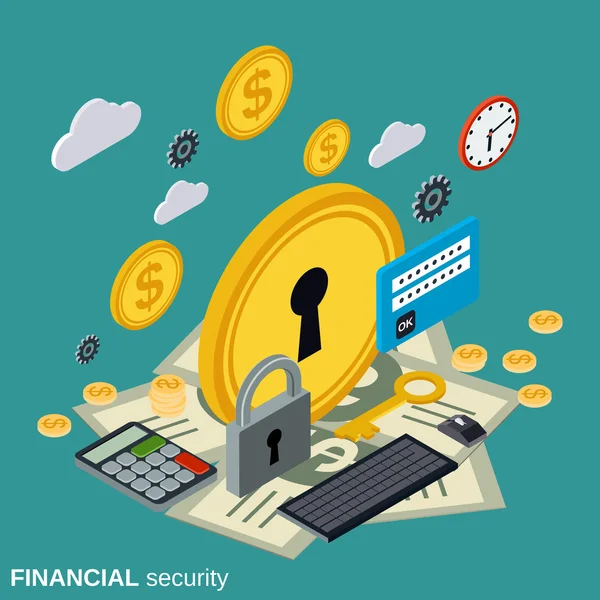Finanční zabezpečení, peníze ochranu vektor koncept — Stockový vektor