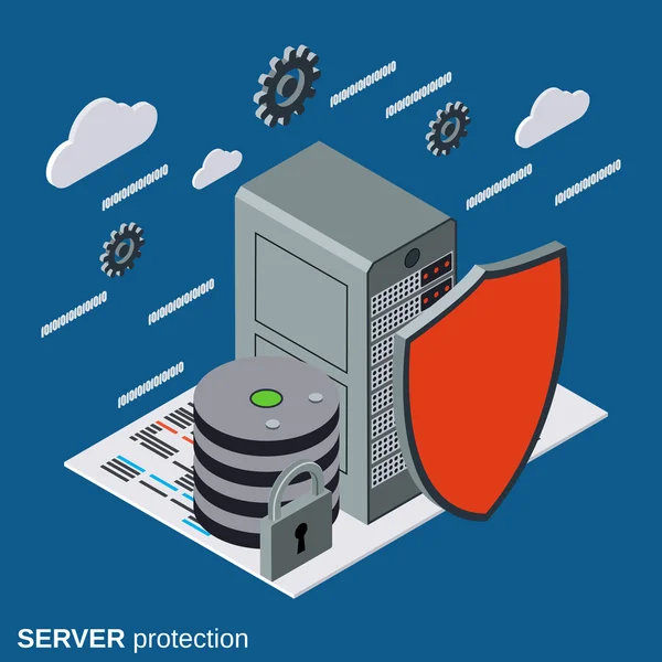 Server-skydd, nätverk säkerhet vektor koncept — Stock vektor