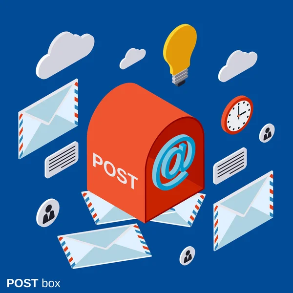 Post vak, plat isometrische vector concept e-mail — Stockvector