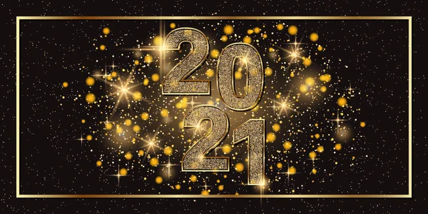 Navidad Año Nuevo 2021 Fondo Negro Con Estrellas Efecto Brillo — Archivo Imágenes Vectoriales
