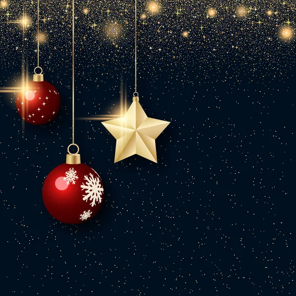 Weihnachten Und Neujahr Vektorhintergrund Mit Sternen Glitzereffekt Und Winterdekor Stockvektor