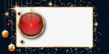 Yıldızlı, parıltılı ve kış dekorlu Noel ve Yeni Yıl vektörü