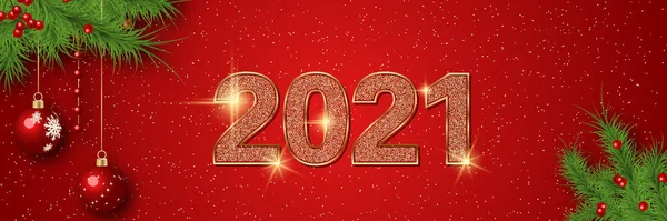 Natal Ano Novo 2021 Fundo Vetorial Com Estrelas Douradas Flocos — Vetor de Stock