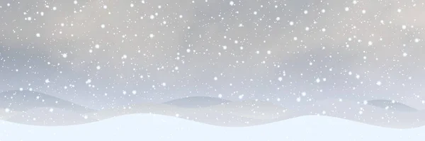 Noël Nouvel Fond Vectoriel Paysage Enneigé Avec Ciel Nuageux Fortes — Image vectorielle