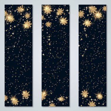 Noel ve Yeni Yıl Lüks Dikey Siyah Vektör Sancakları Koleksiyonu