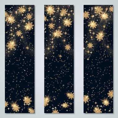 Noel ve Yeni Yıl Lüks Dikey Siyah Vektör Sancakları Koleksiyonu