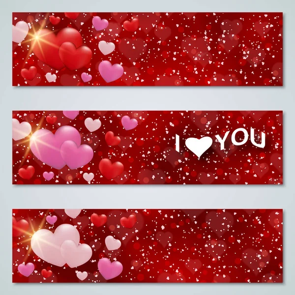 Valentine Day Red Luxury Vector Banners Templates Collection — Stock Vector