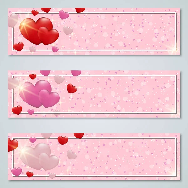 Valentine Day Pink Luxury Vector Banners Templates Collection — Stock Vector