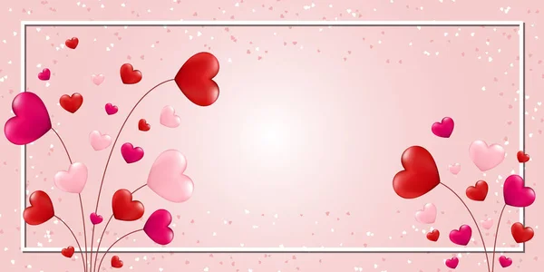 Día San Valentín Rosa Vector Fondo Con Corazones — Vector de stock