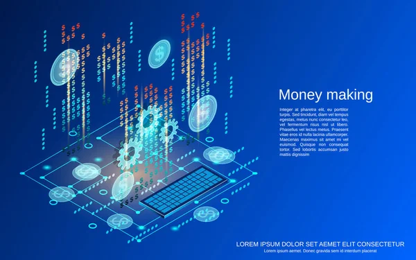 Money Making Flat Isometric Vector Concept Illustration — Stock Vector