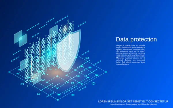 Protección Datos Seguridad Información Ilustración Del Concepto Vector Isométrico Plano — Archivo Imágenes Vectoriales