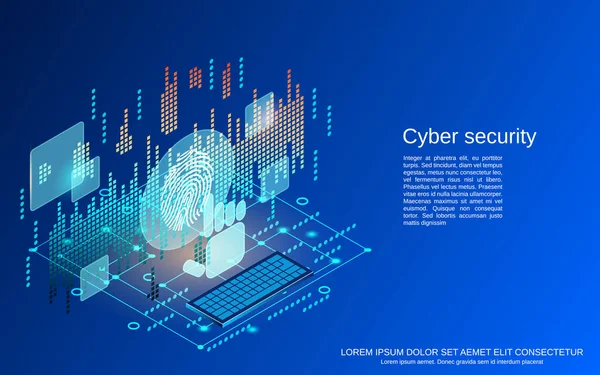 Cibersegurança Proteção Dados Segurança Informação Ilustração Conceito Vetor Isométrico Plano —  Vetores de Stock