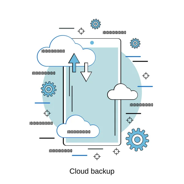 Cloud Back Platte Ontwerp Stijl Vector Concept Illustratie — Stockvector