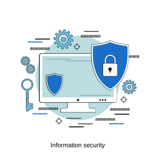 Information Security Banner Program Coding Flat Design Style Vector Concept — Stock Vector