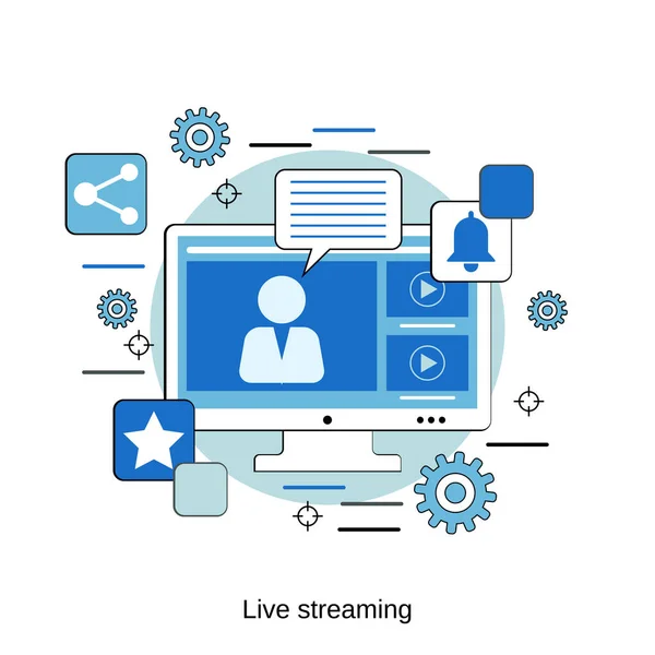 Live Streaming Programma Codering Platte Ontwerp Stijl Vector Concept Illustratie — Stockvector