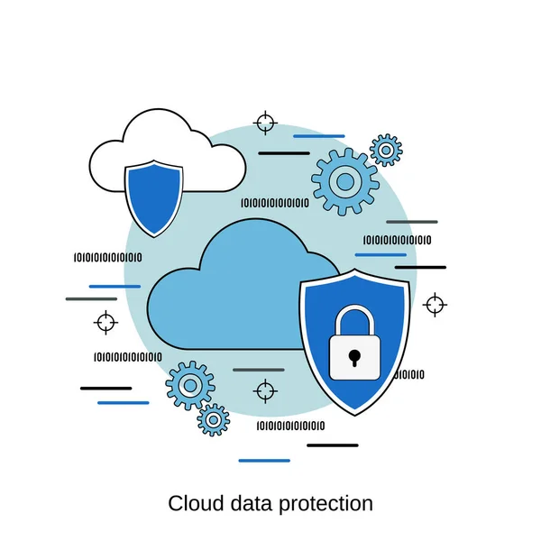 Protection Des Données Cloud Programmation Codage Plat Design Style Vectoriel — Image vectorielle