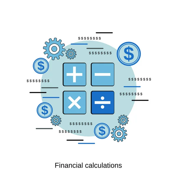 Calculs Financiers Programmation Codage Plat Design Style Vectoriel Concept Illustration — Image vectorielle