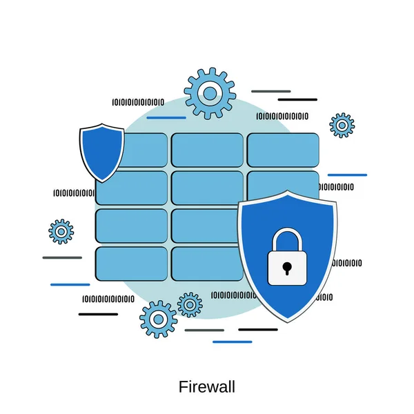 计算机安全 数据保护 防火墙平面设计风格矢量概念说明 — 图库矢量图片