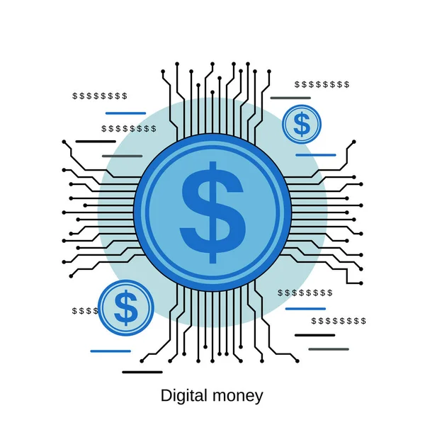 Dollar Icon Digital Money Sign — Stock Vector
