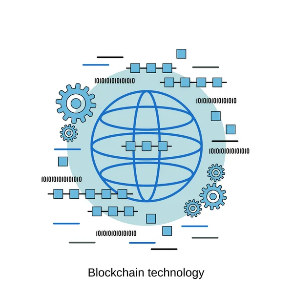 Rede Global Tecnologia Blockchain — Vetor de Stock