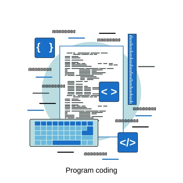 Vývoj Aplikací Kódování Programů Testování Softwaru Jednoduchá Vektorová Ilustrace — Stockový vektor