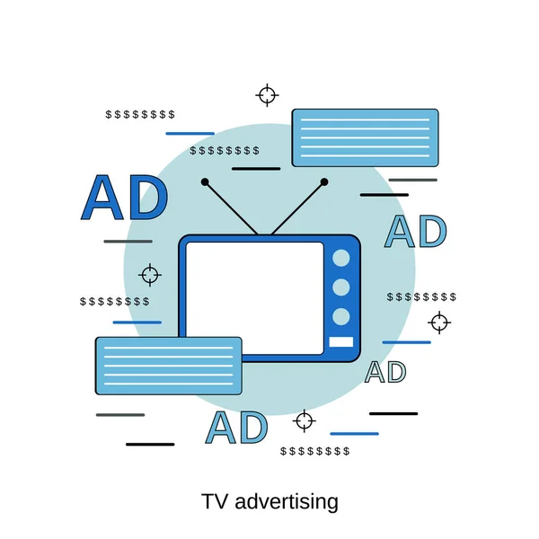 电视营销 广告平面设计风格矢量概念图解 — 图库矢量图片