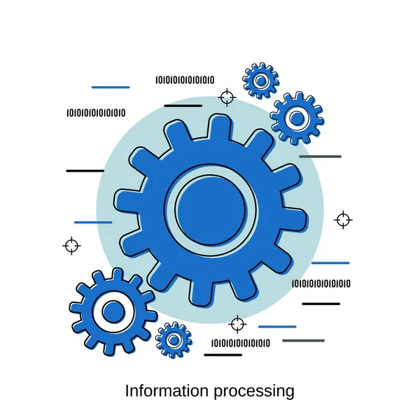 Traitement Information Dessin Plat Style Vectoriel Concept Illustration — Image vectorielle