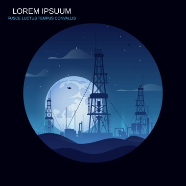 Çölde petrol rafinerisi inşaatı, vektör arka planı
