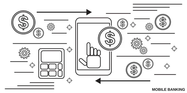 Mobile Banking Analytics Gaya Desain Gambar Vektor Datar - Stok Vektor