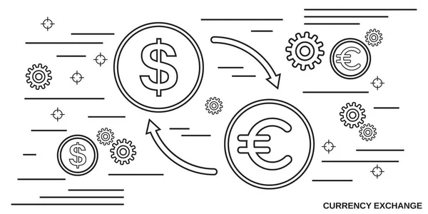 通貨交換 分析フラットデザインベクトルの概念図 — ストックベクタ