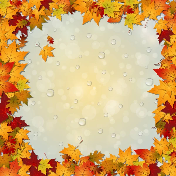 Estilo Otoño Fondo Vectorial Borroso Con Efecto Bokeh Hojas Coloridas — Vector de stock