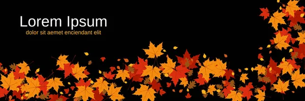 Черный Векторный Фон Осеннего Стиля Красочными Листьями — стоковый вектор