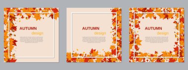 Sonbahar stili vektör pankartları koleksiyonu. Renkli yapraklı açık arkaplan