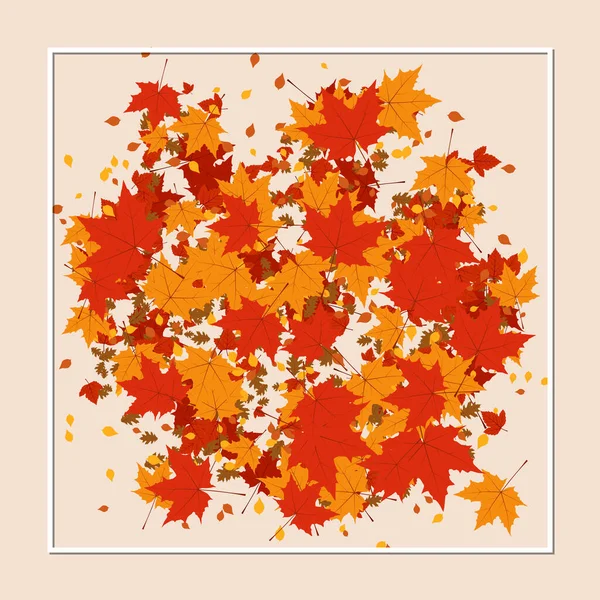 Herfst Stijl Vector Achtergrond Frame Van Rode Oranje Kleurrijke Bladeren — Stockvector