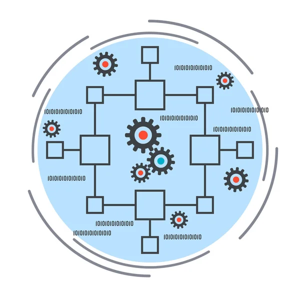 Technologie Blockchain Réseau Informatique Crypto Monnaie Minière Illustration Concept Vectoriel — Image vectorielle