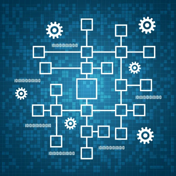 Red Informática Delgada Línea Vector Concepto Ilustración — Archivo Imágenes Vectoriales