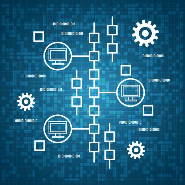 Sieć Komputerowa Cienka Linia Wektor Koncepcja Ilustracja — Wektor stockowy