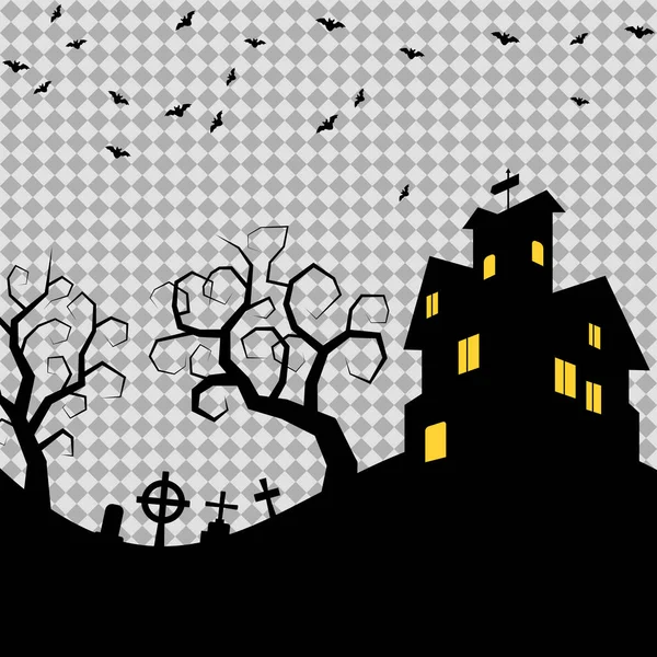 Halloween Spaventoso Modello Banner Vettoriale Notturno Con Castello Cimitero — Vettoriale Stock