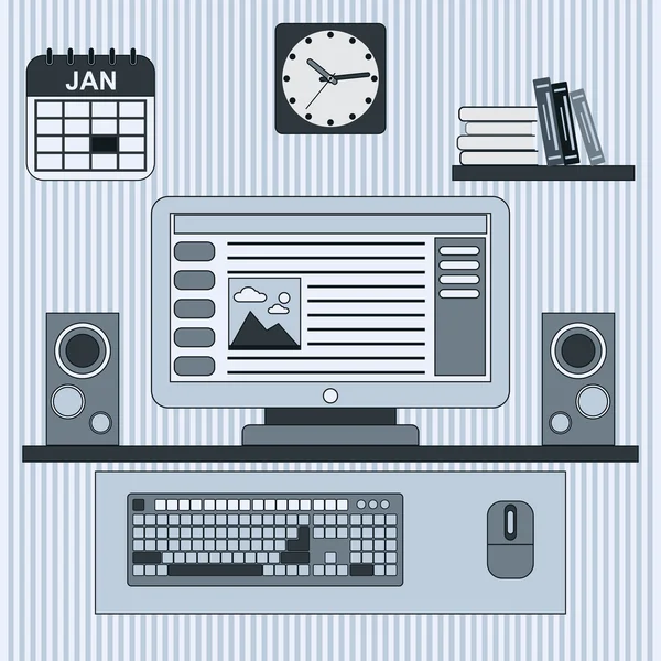 Illustration zum Arbeitsplatz zu Hause — Stockvektor