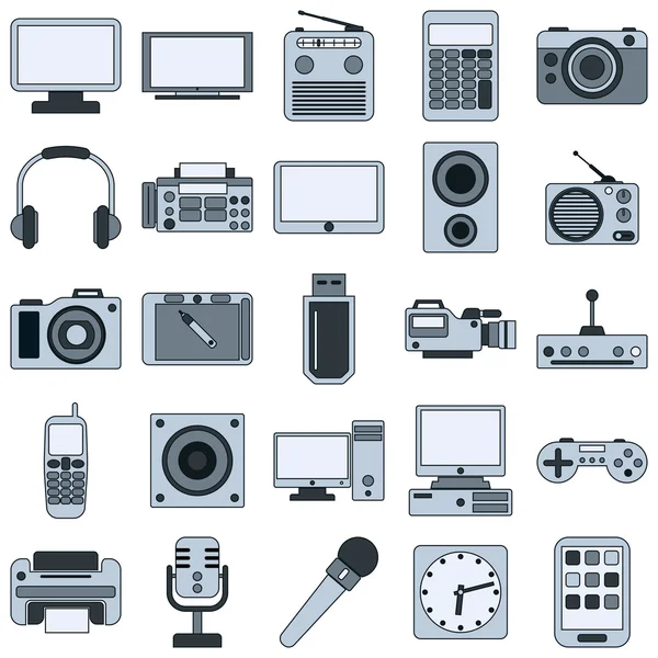 Ícones de dispositivos eletrônicos modernos — Vetor de Stock