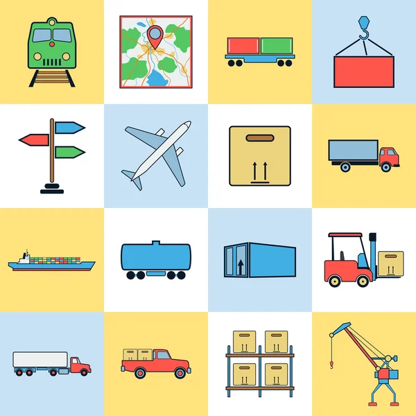 Logistics flat vector icons — Stock Vector