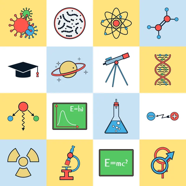 Science flat vector icons — Stock Vector