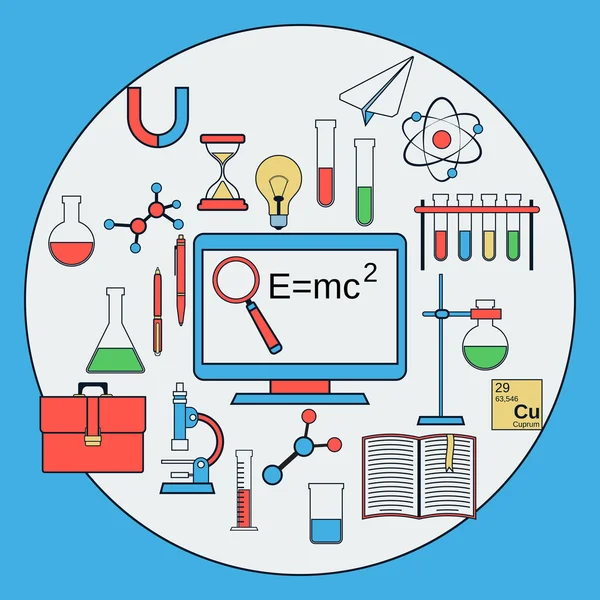 Science flat vector icons — Stock Vector