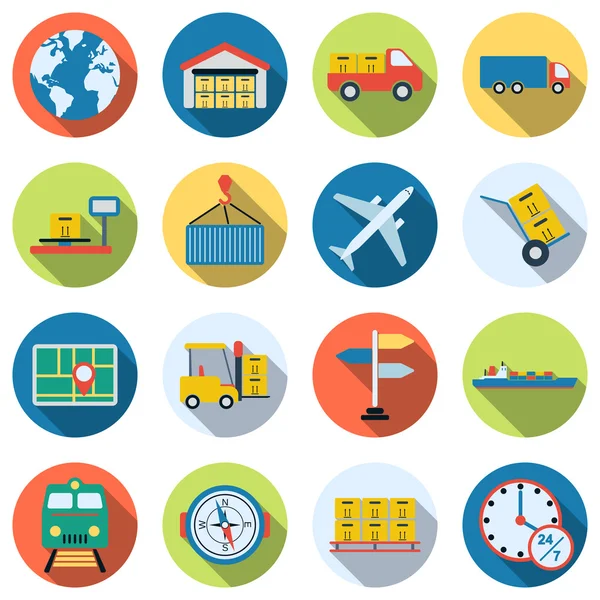 Icone della logistica e dei trasporti — Vettoriale Stock