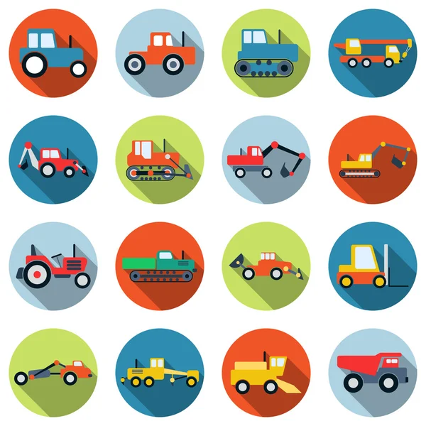 Special purpose cars and machinery icons — Stock Vector